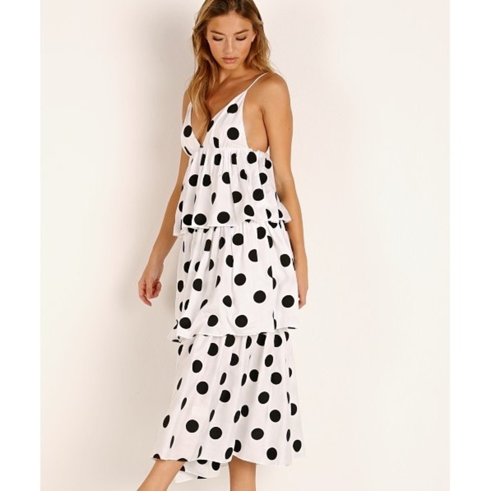 Mara Hoffman Bari Polka Dot Tiered Maxi Dress XS White Resort Vacation Dress - Picture 4 of 11